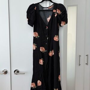 Reformation | Britt Floral Black Dress